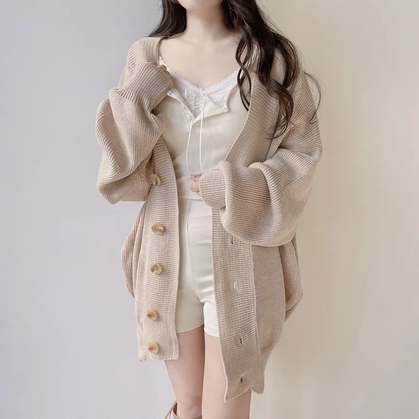 ウール混ボクシールーズVネックカーディガン | mirangmirang | 詳細画像13