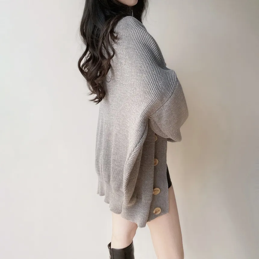 ウール混ボクシールーズVネックカーディガン | mirangmirang | 詳細画像23