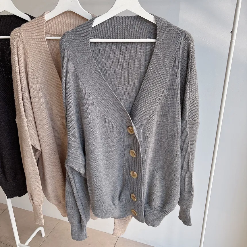 ウール混ボクシールーズVネックカーディガン | mirangmirang | 詳細画像51