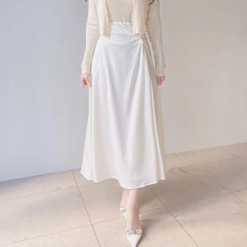 シルキーツイストフレアロングウエストゴムスカート | mirangmirang | 詳細画像2