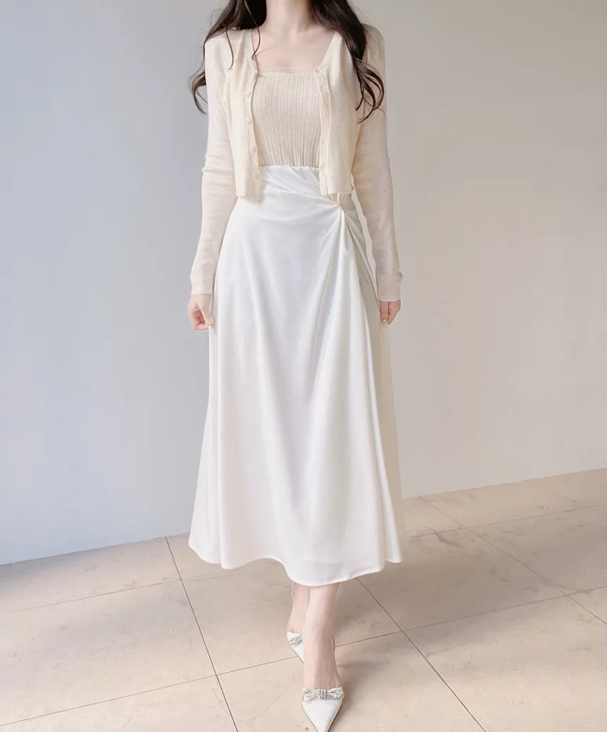 シルキーツイストフレアロングウエストゴムスカート | mirangmirang | 詳細画像3