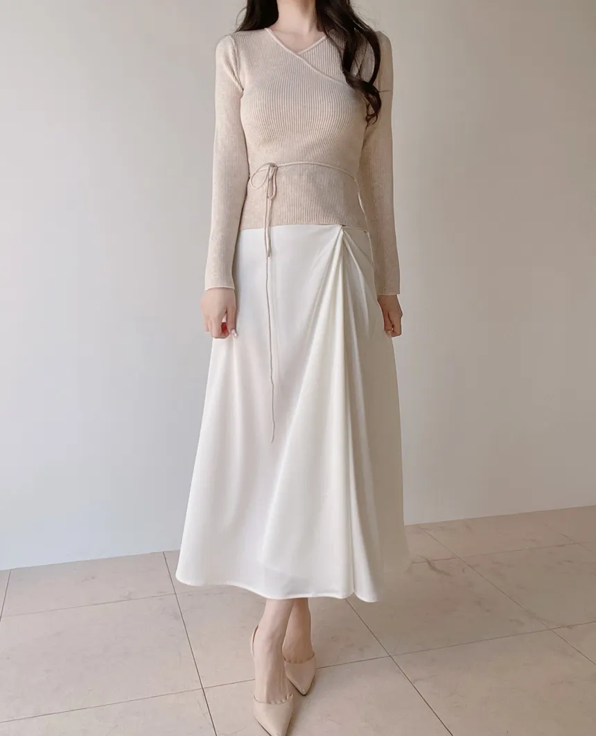 シルキーツイストフレアロングウエストゴムスカート | mirangmirang | 詳細画像10