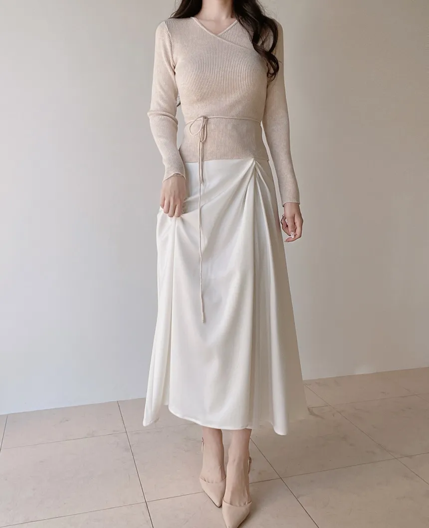 シルキーツイストフレアロングウエストゴムスカート | mirangmirang | 詳細画像11