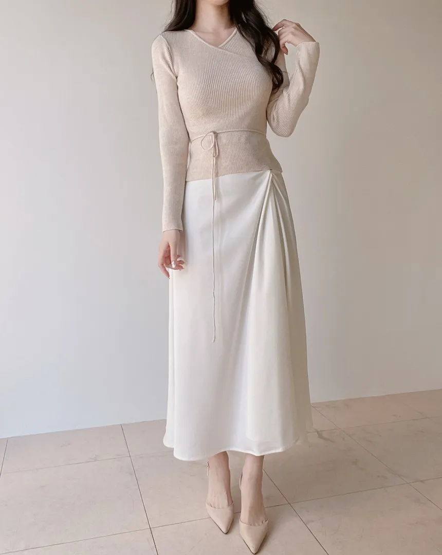 シルキーツイストフレアロングウエストゴムスカート | mirangmirang | 詳細画像13