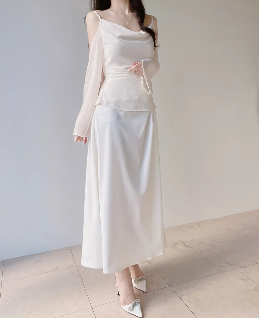 シルキーツイストフレアロングウエストゴムスカート | mirangmirang | 詳細画像16