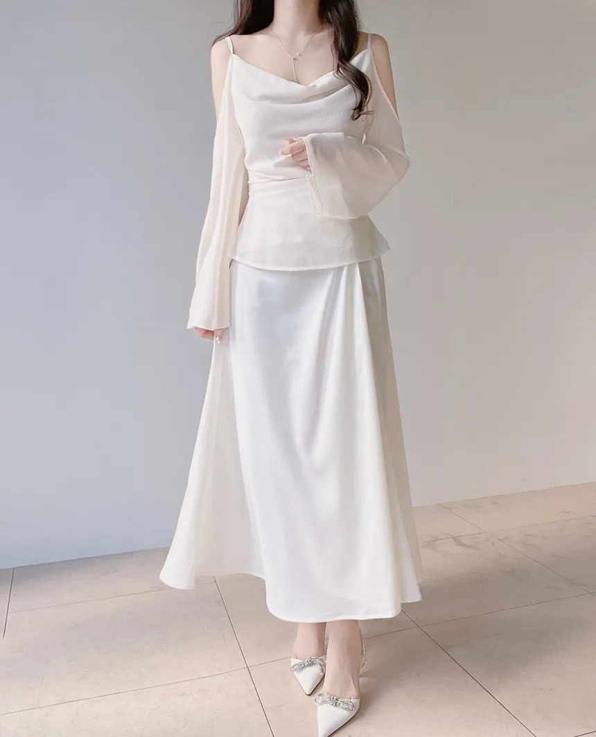 シルキーツイストフレアロングウエストゴムスカート | mirangmirang | 詳細画像17