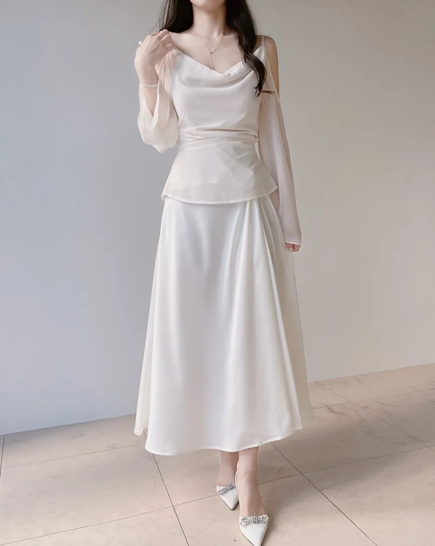 シルキーツイストフレアロングウエストゴムスカート | mirangmirang | 詳細画像18