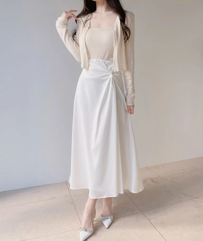 シルキーツイストフレアロングウエストゴムスカート | mirangmirang | 詳細画像26