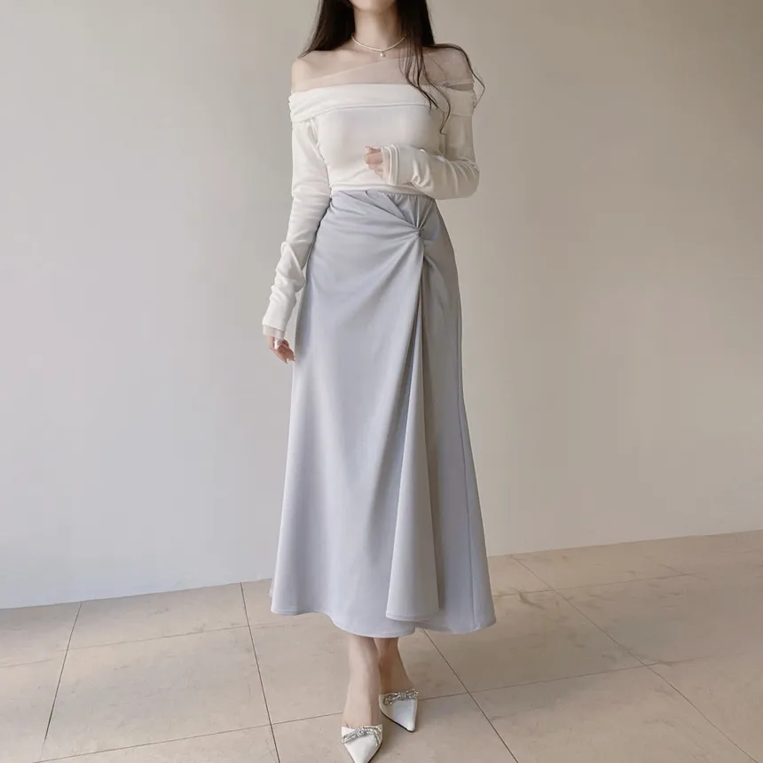 シルキーツイストフレアロングウエストゴムスカート | mirangmirang | 詳細画像28