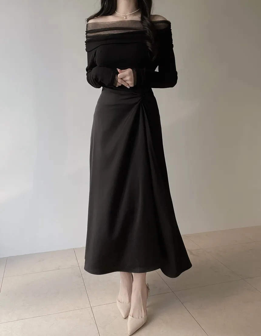 シルキーツイストフレアロングウエストゴムスカート | mirangmirang | 詳細画像36