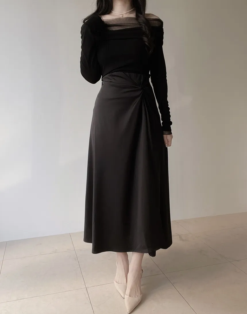 シルキーツイストフレアロングウエストゴムスカート | mirangmirang | 詳細画像37