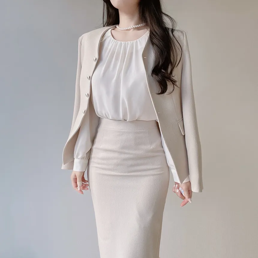 ツイードVネック肩パッドフェイクポケットジャケット | mirangmirang | 詳細画像44