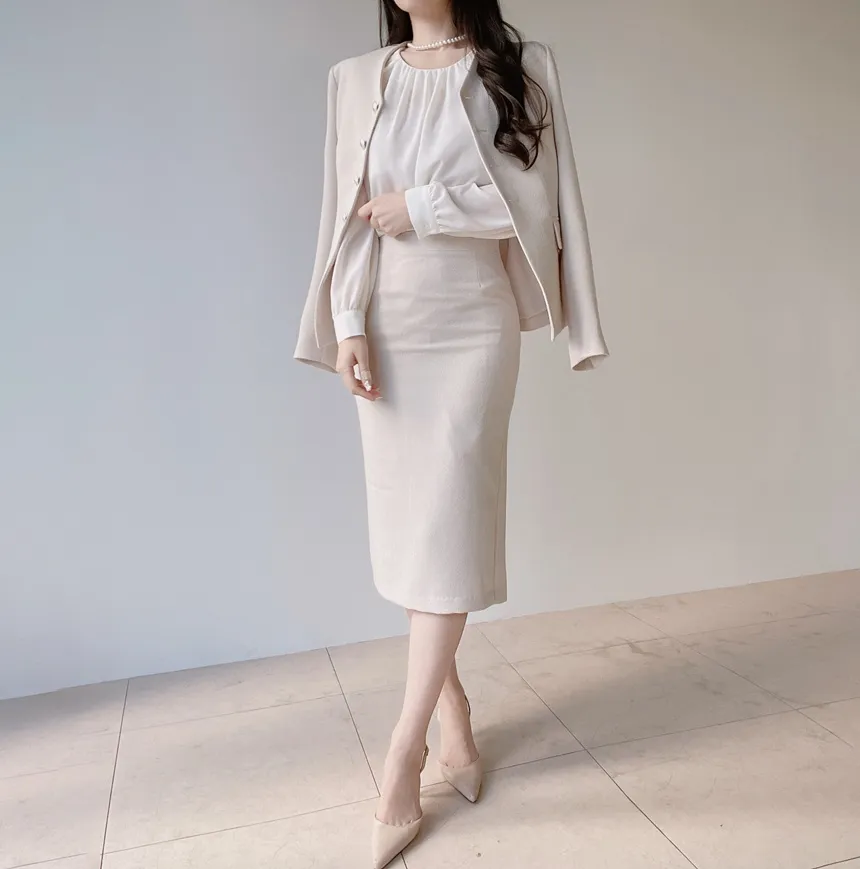 ツイードVネック肩パッドフェイクポケットジャケット | mirangmirang | 詳細画像45