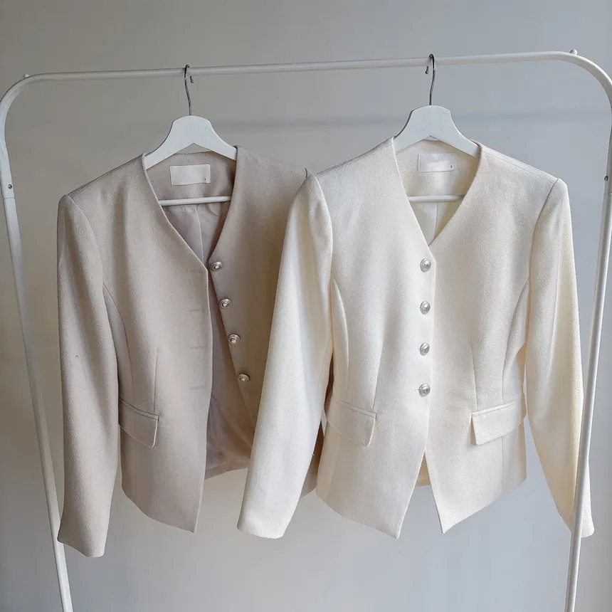 ツイードVネック肩パッドフェイクポケットジャケット | mirangmirang | 詳細画像63