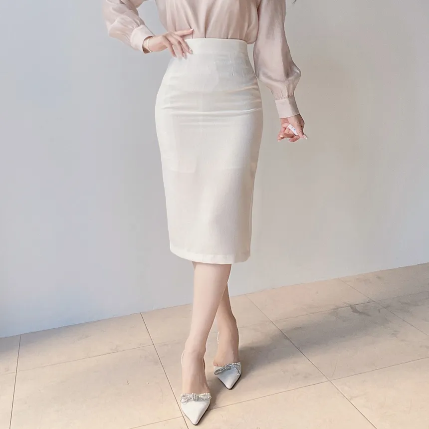 ツイードHラインミディスリットシンプルスカート | mirangmirang | 詳細画像2