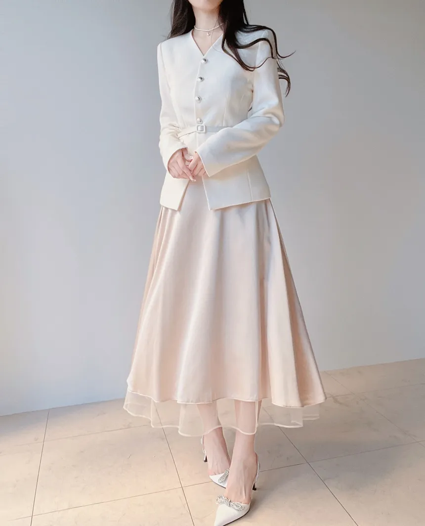 ツイードHラインミディスリットシンプルスカート | mirangmirang | 詳細画像8