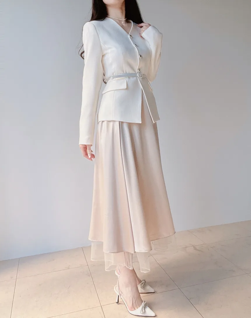 ツイードHラインミディスリットシンプルスカート | mirangmirang | 詳細画像9