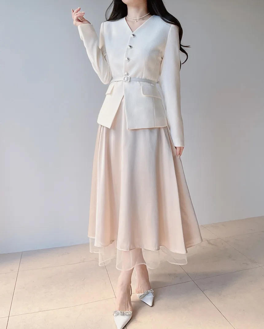 ツイードHラインミディスリットシンプルスカート | mirangmirang | 詳細画像11