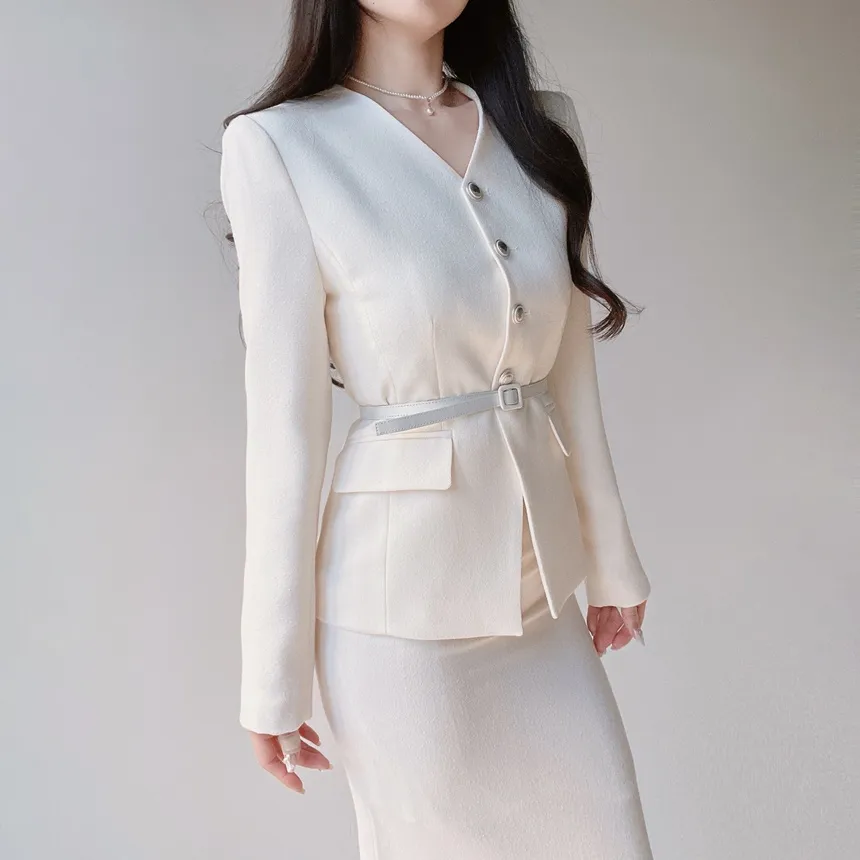 ツイードHラインミディスリットシンプルスカート | mirangmirang | 詳細画像15