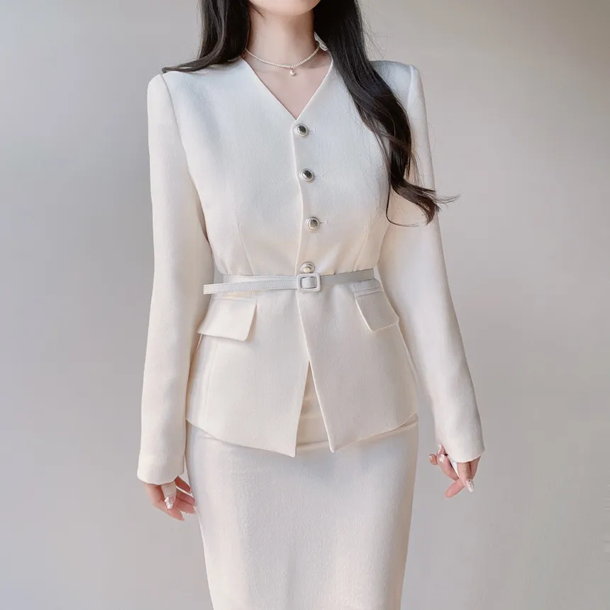 ツイードHラインミディスリットシンプルスカート | mirangmirang | 詳細画像16