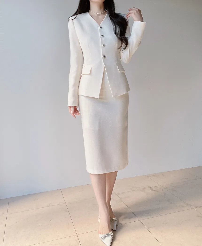 ツイードHラインミディスリットシンプルスカート | mirangmirang | 詳細画像20