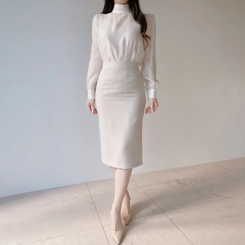 ツイードHラインミディスリットシンプルスカート | mirangmirang | 詳細画像40