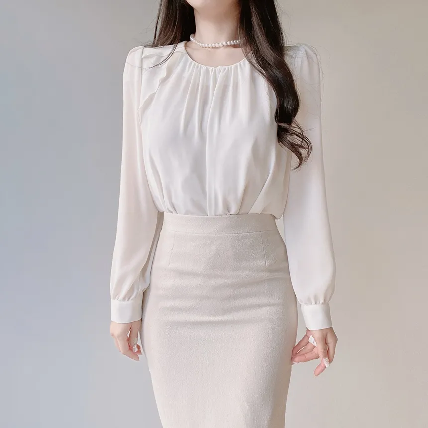 ツイードHラインミディスリットシンプルスカート | mirangmirang | 詳細画像41