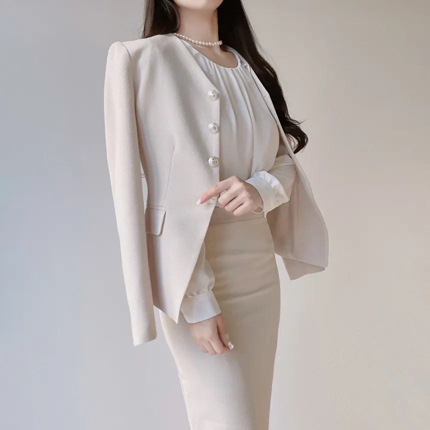 ツイードHラインミディスリットシンプルスカート | mirangmirang | 詳細画像43