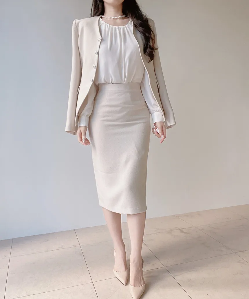 ツイードHラインミディスリットシンプルスカート | mirangmirang | 詳細画像47