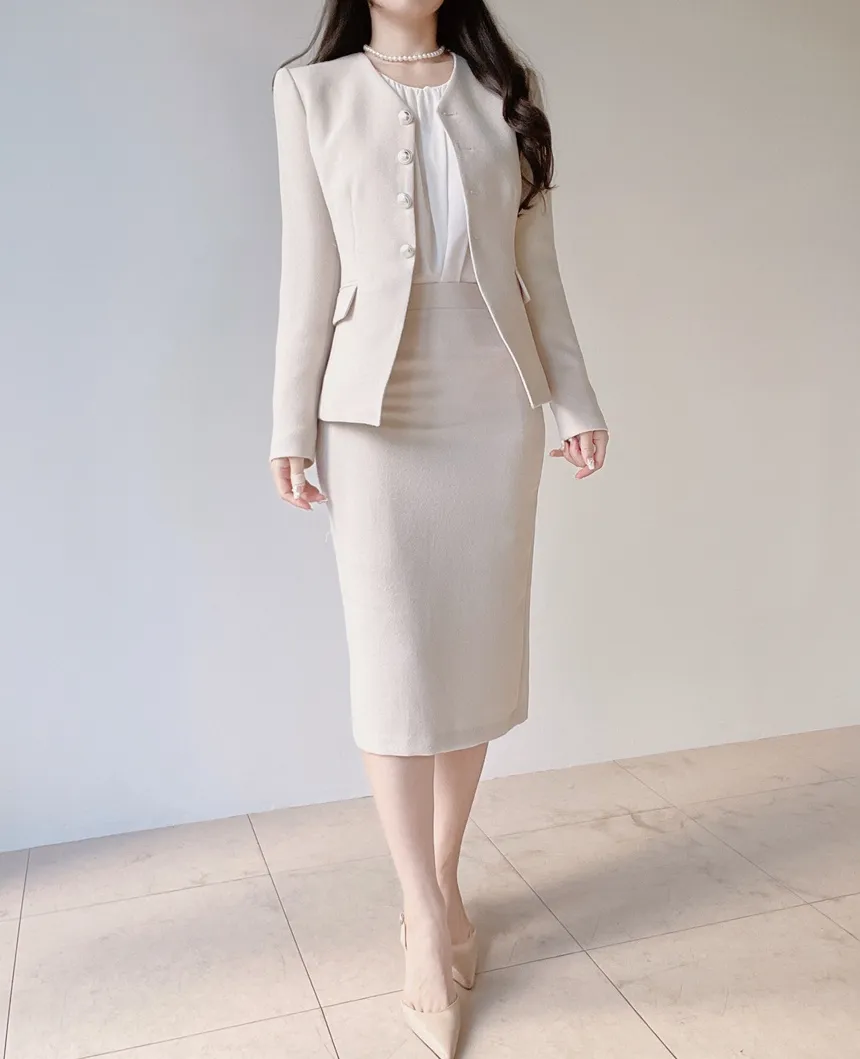 ツイードHラインミディスリットシンプルスカート | mirangmirang | 詳細画像49