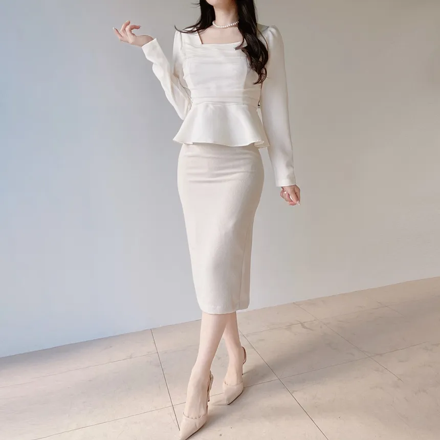 ツイードHラインミディスリットシンプルスカート | mirangmirang | 詳細画像57