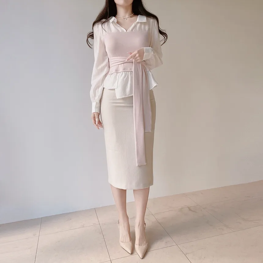 ツイードHラインミディスリットシンプルスカート | mirangmirang | 詳細画像61