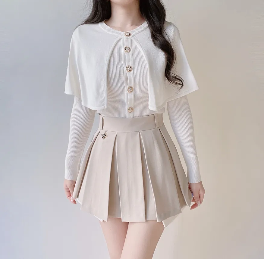 Vネックゴールドボタンクロップドフェイクポケットジャケット | mirangmirang | 詳細画像23