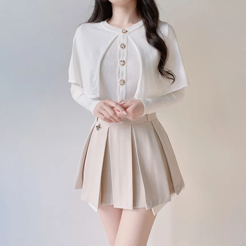 Vネックゴールドボタンクロップドフェイクポケットジャケット | mirangmirang | 詳細画像25