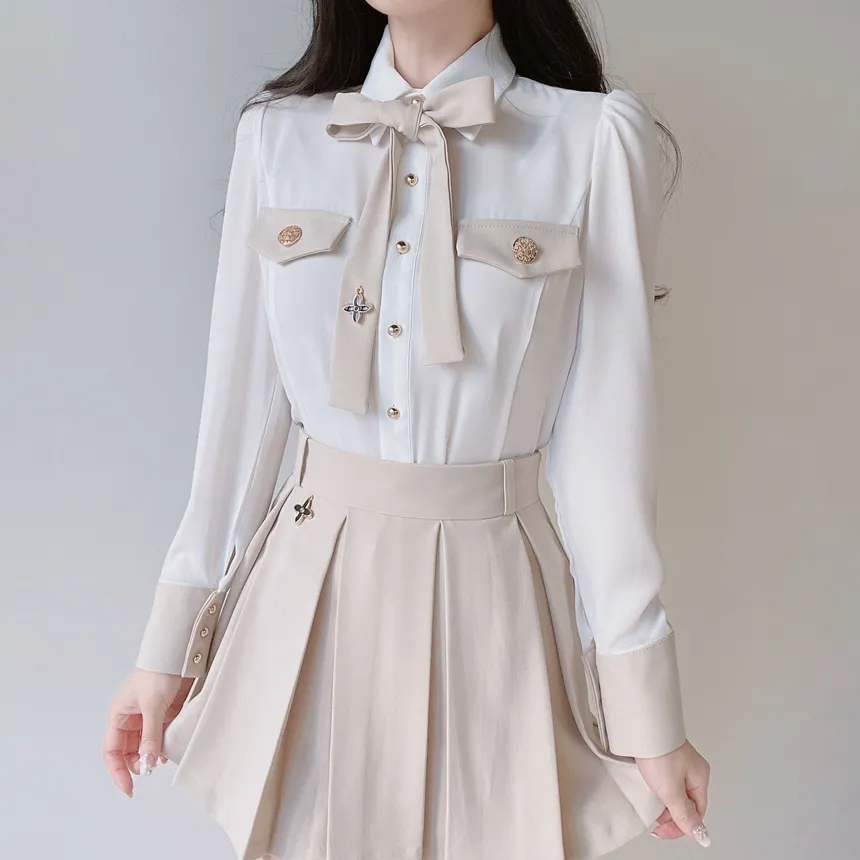 Vネックゴールドボタンクロップドフェイクポケットジャケット | mirangmirang | 詳細画像29