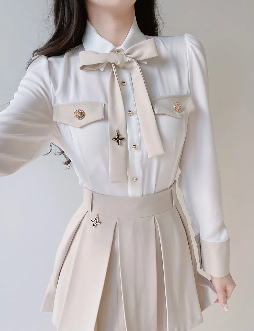 Vネックゴールドボタンクロップドフェイクポケットジャケット | mirangmirang | 詳細画像30