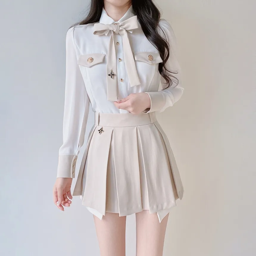 ミニプリーツペンダント配色スカート | mirangmirang | 詳細画像14