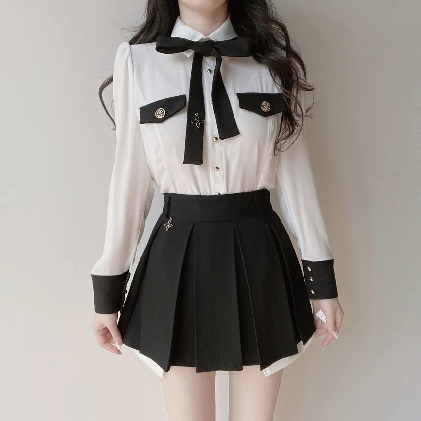 ミニプリーツペンダント配色スカート | mirangmirang | 詳細画像26