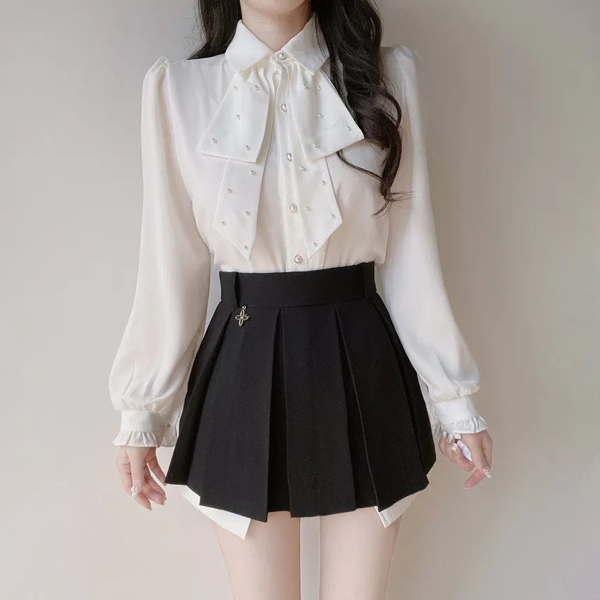 ミニプリーツペンダント配色スカート | mirangmirang | 詳細画像36