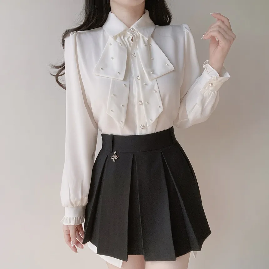 ミニプリーツペンダント配色スカート | mirangmirang | 詳細画像41