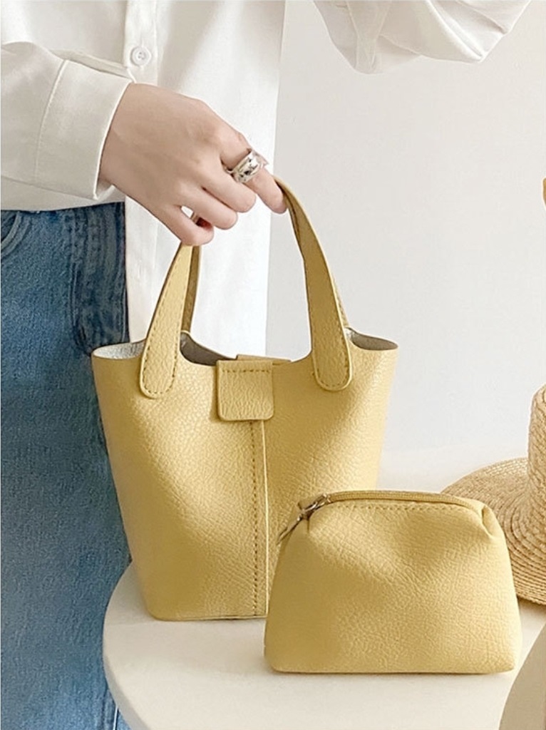 レザー調ラインDリングショルダーバッグストラップ付ポーチ付 | 詳細画像2