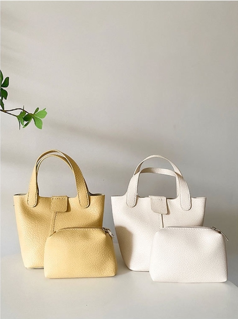 レザー調ラインDリングショルダーバッグストラップ付ポーチ付 | 詳細画像9