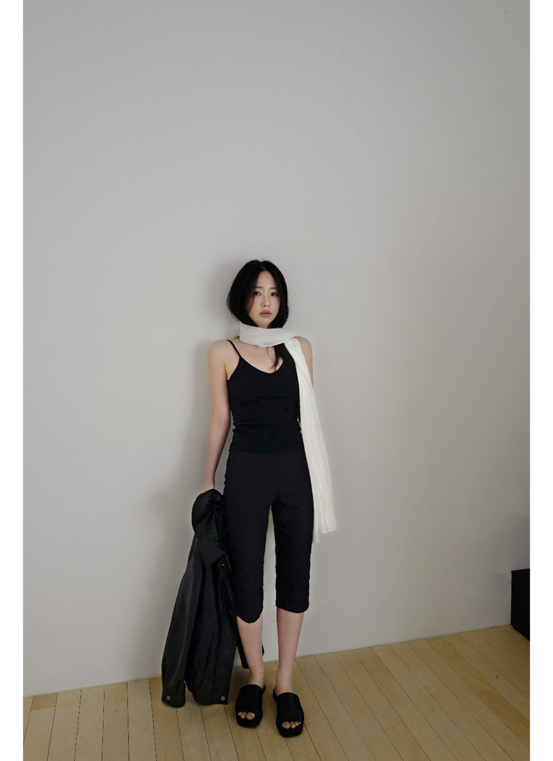 レザー調スクエア無地スリッパ春夏秋 | 詳細画像5