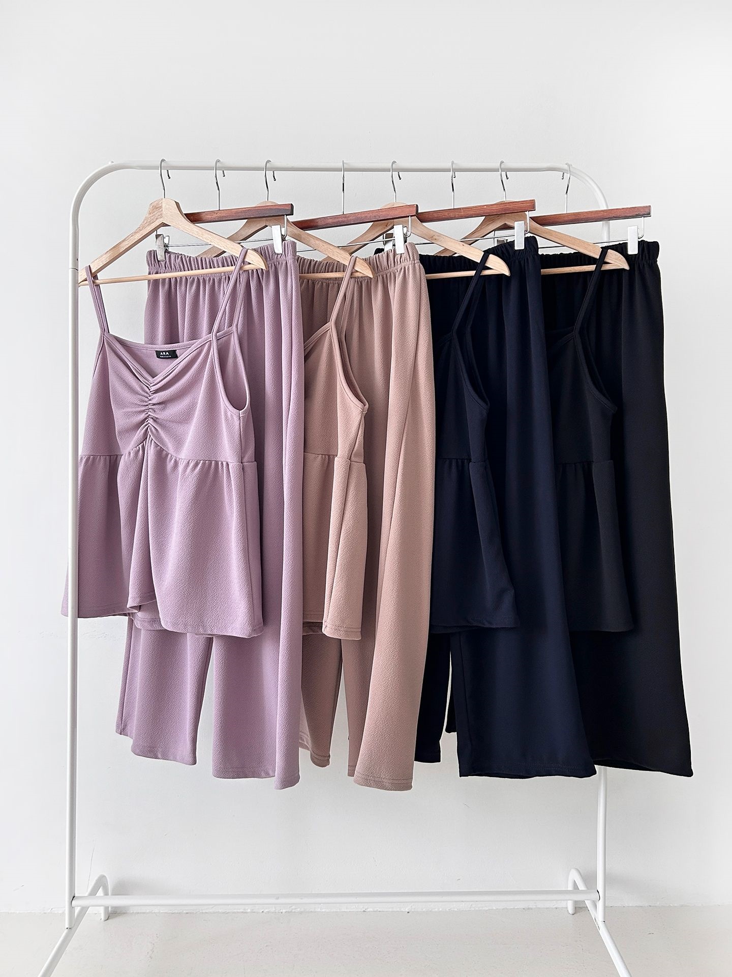 Vネックウエストゴムギャザーワイドセットアップパンツベスト | 詳細画像2