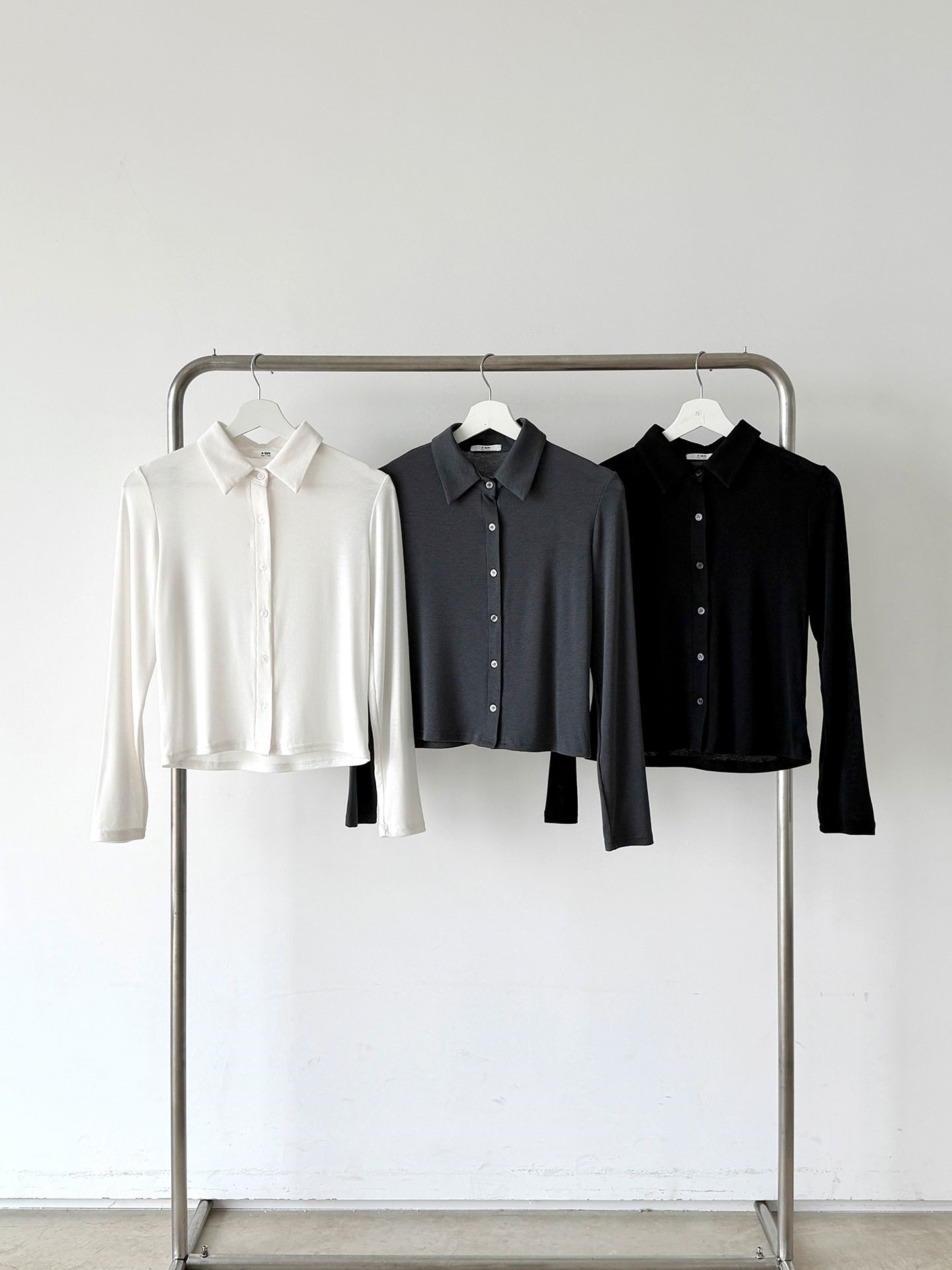 配色ボタンカラーベーシックスリム長袖Tシャツ | 詳細画像7