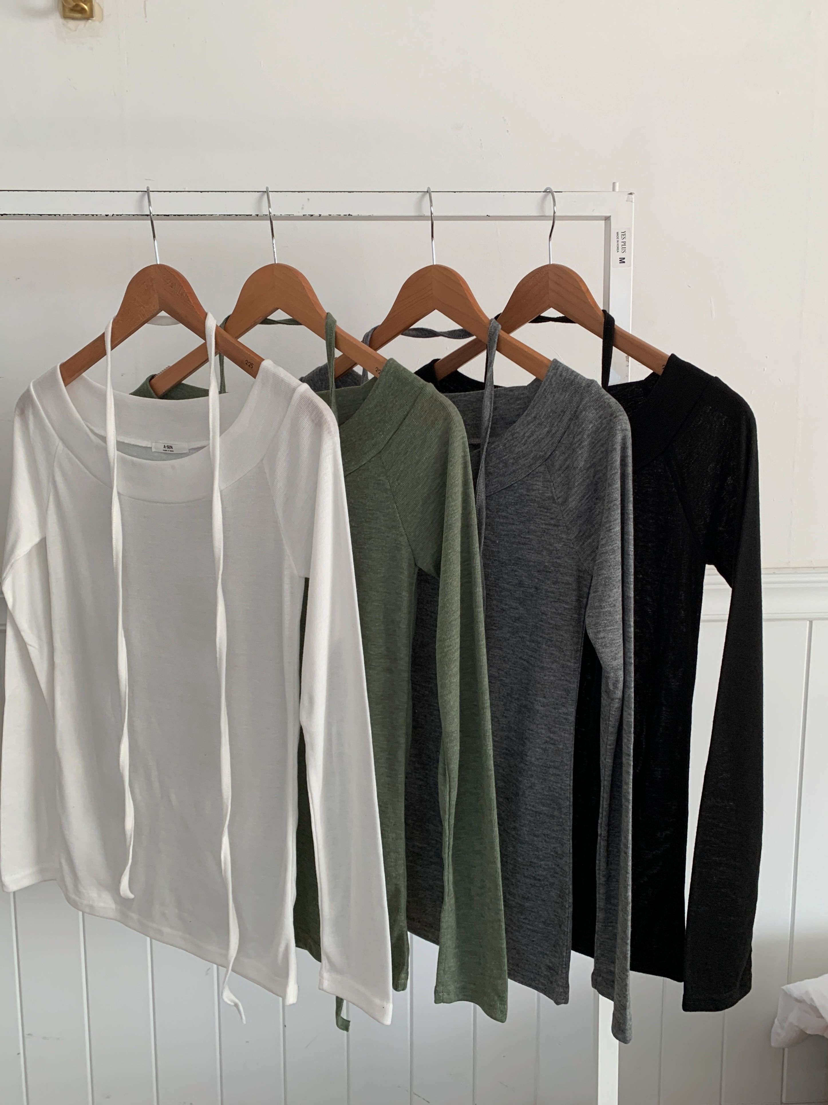 ラウンドネックオフショルダーベーシック長袖ストラップ付 | 詳細画像7