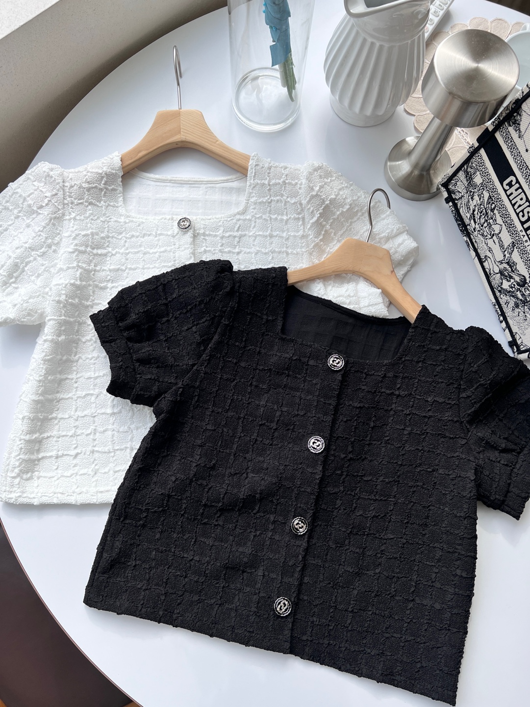 ボタンラウンドネックベーシック半袖カーディガン | 詳細画像15