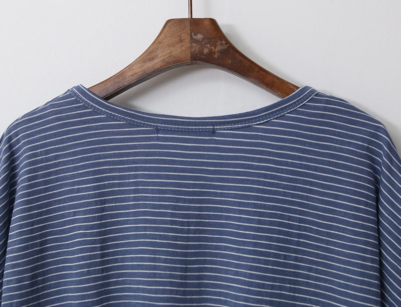 ラウンドネックベーシックルーズ半袖ボーダー配色Tシャツ | 詳細画像21