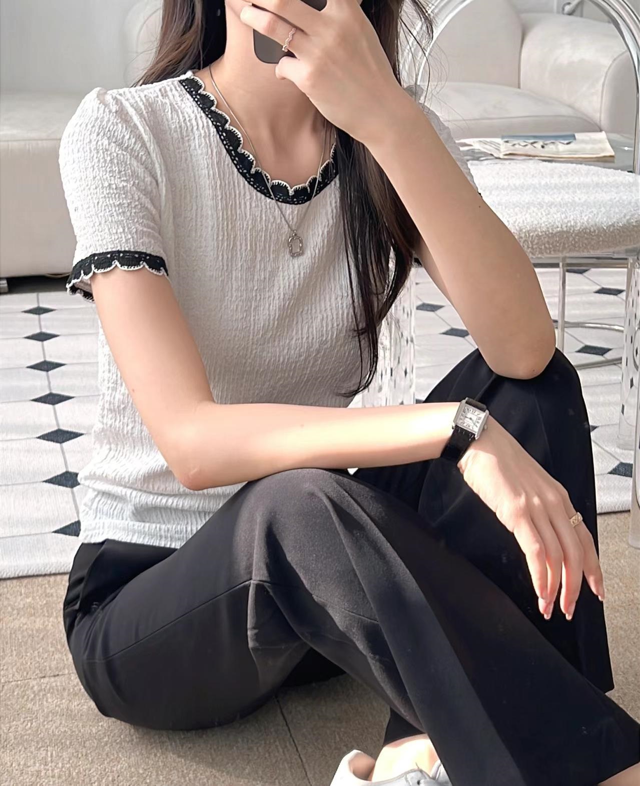 ラウンドネックベーシック半袖配色Tシャツ | 詳細画像3