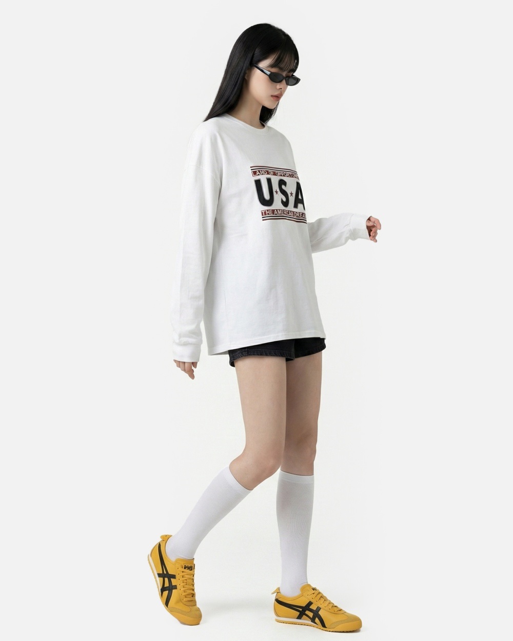 コットンラウンドネックオーバーサイズ長袖ビッグプリントTシャツ | 詳細画像6